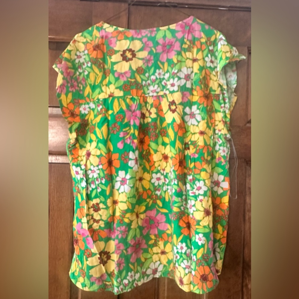Savanna Jane Boho Mod Floral Flutter Sleeve Top - Embroidered Details - 2X NWT - Picture 2 of 11